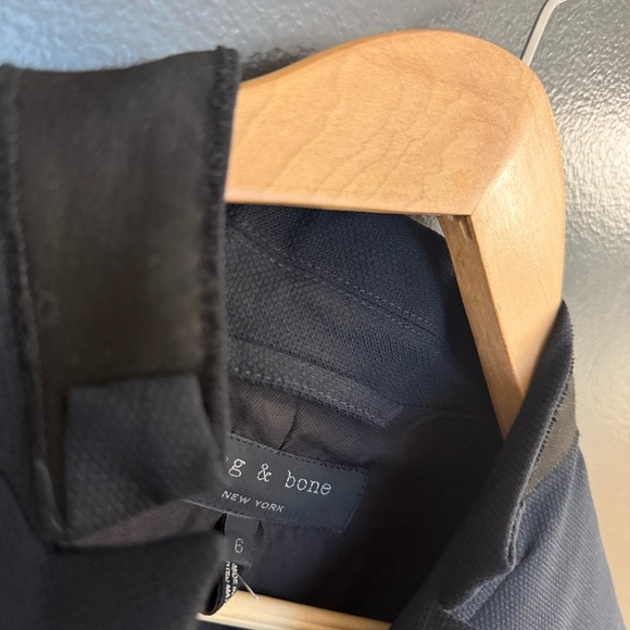 rag & bone GUC leather collar deconstructed tuxedo Navy/black leather - Picture 9 of 14